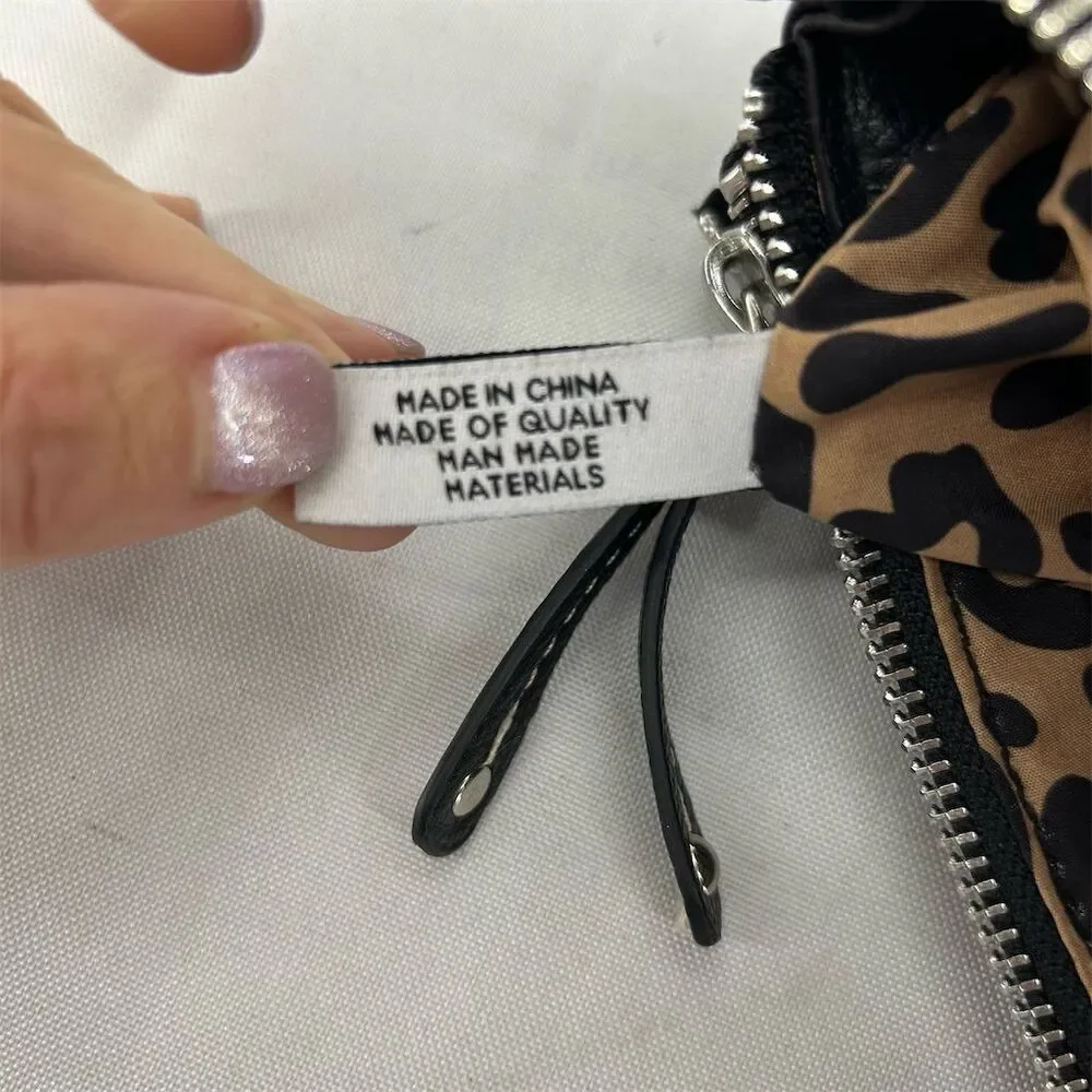 Nine West Women's Black Quilted Crossbody Bag Small Leopard Print Organizer
